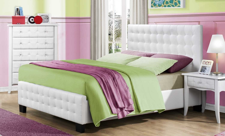 Sparkle Upholstered Bed - White