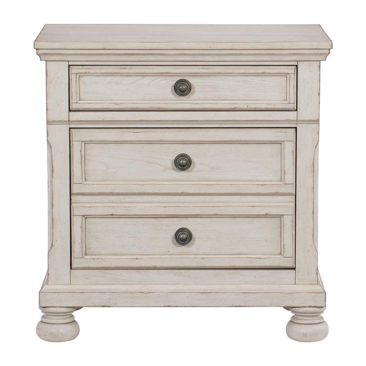 Bethel Night Stand - Wire-brushed White