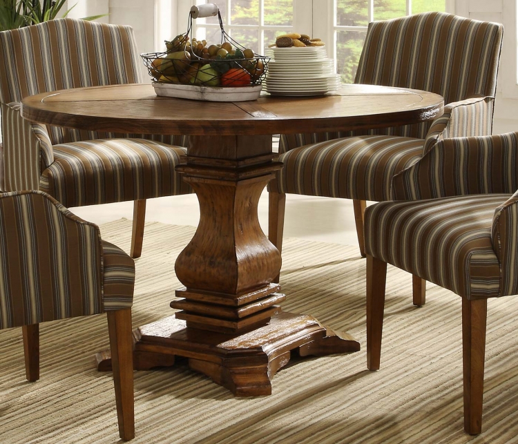 Euro Casual Round Pedestal Table - Rustic Oak