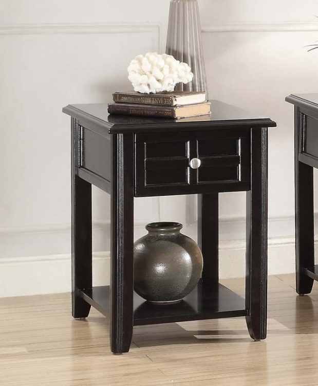 Carrier Chairside Table with Functional Drawer - Dark Espresso