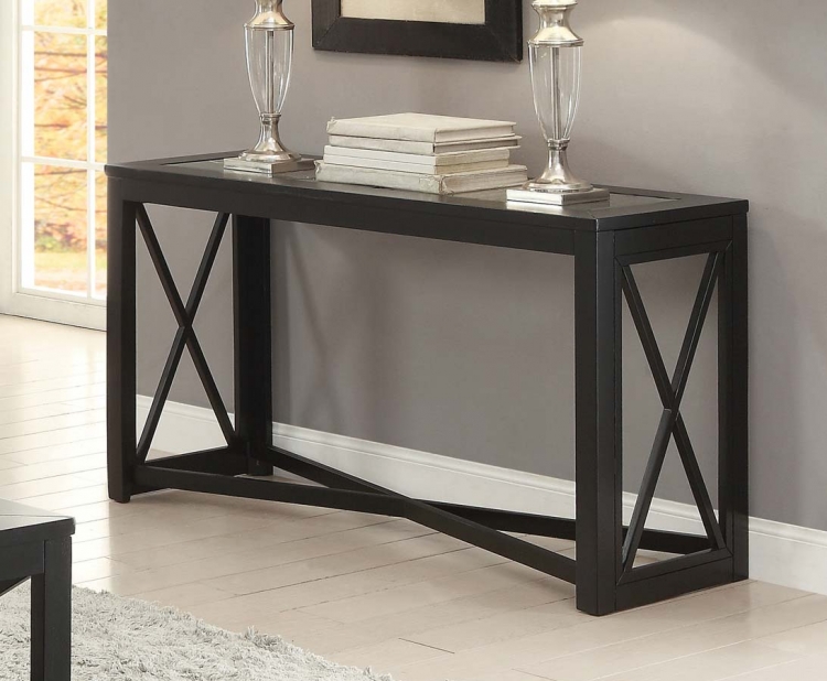 Berlin Sofa Table with Glass Insert - Black Finished Frames