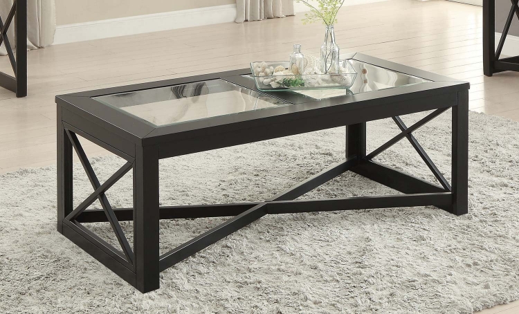 Berlin Cocktail Table with Glass Insert - Black Finished Frames