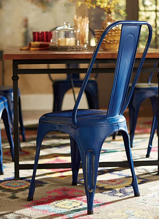 Amara Blue Metal Chair - Blue