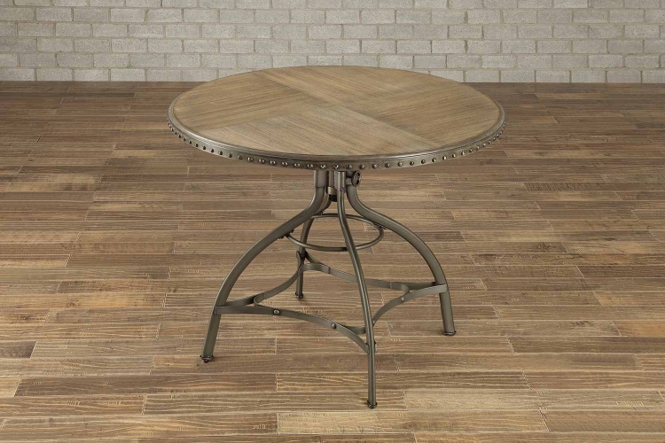 Beacher Round Adjustable Height Dining Table - Weathered Wood Veneer
