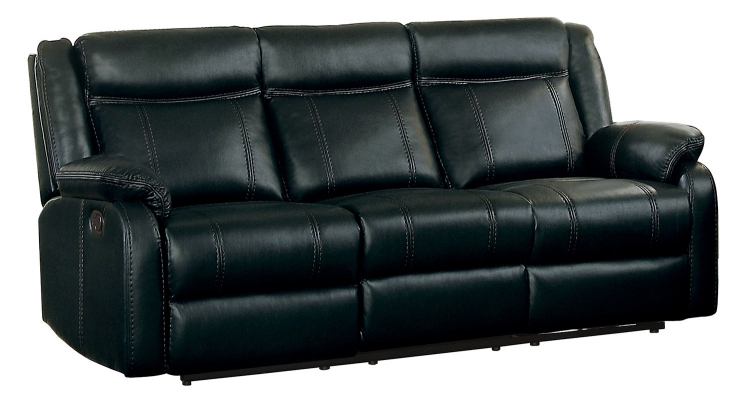 Jude Double Reclining Sofa with Drop-Down Table - Black Leather Gel Match