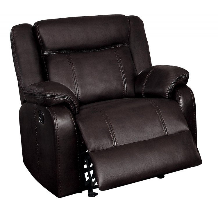 Jude Glider Reclining Chair - Dark Brown Leather Gel Match