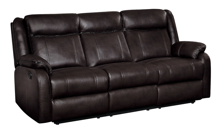Jude Double Reclining Sofa with Drop-Down Table - Dark Brown Leather Gel Match