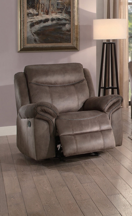 Aram Glider Reclining Chair - Brown Fabric