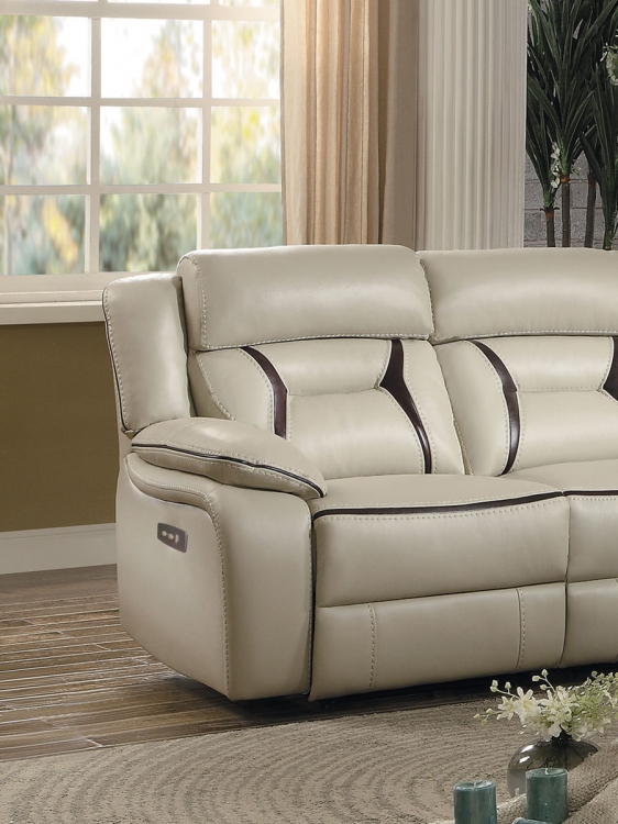 Amite Power Left Side Facing Reclining Chair - Beige Leather Gel Match