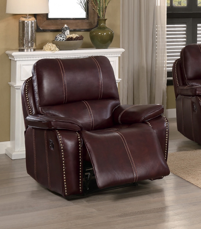 Haughton Reclining Chair - Brown Top Grain Leather Match