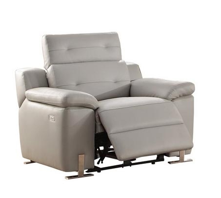 Vortex Power Reclining Chair - Top Grain Leather Match - Light Grey