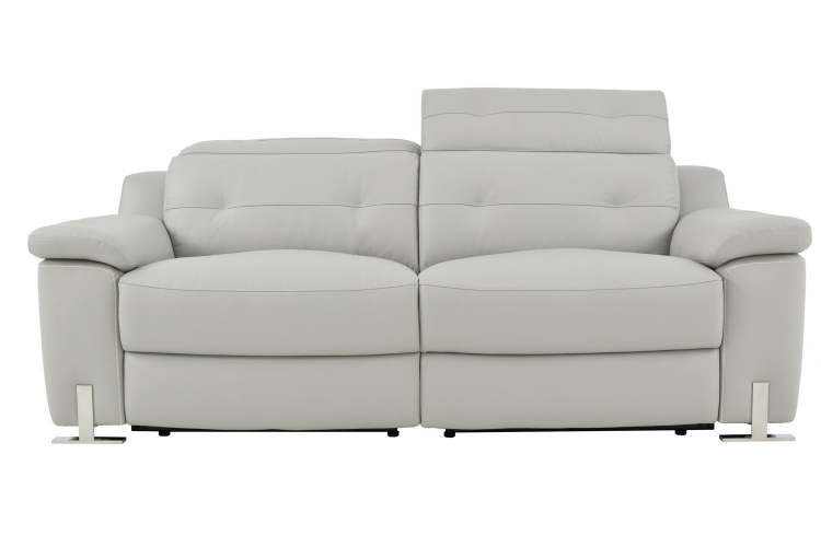 Vortex Power Double Reclining Sofa - Top Grain Leather Match - Light Grey