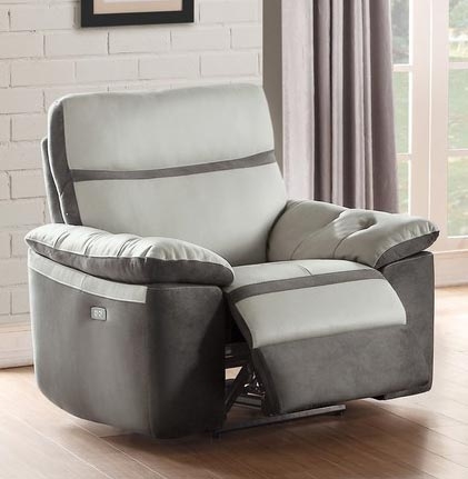 Otto Power Reclining Chair - Top Grain Leather - Light Grey