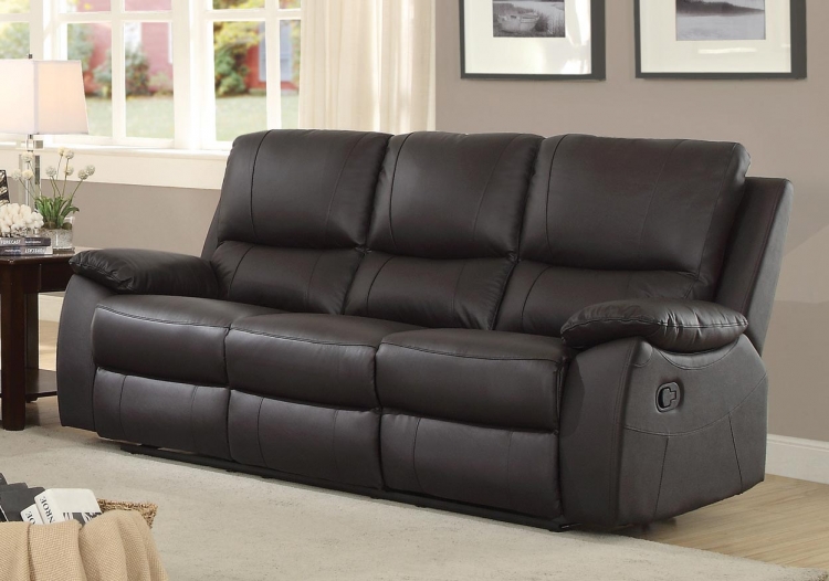 Greeley Double Reclining Sofa - Top Grain Leather Match - Brown