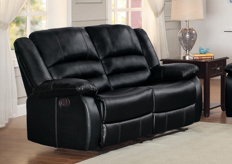 Jarita Double Reclining Love Seat - Bi-Cast Vinyl - Black