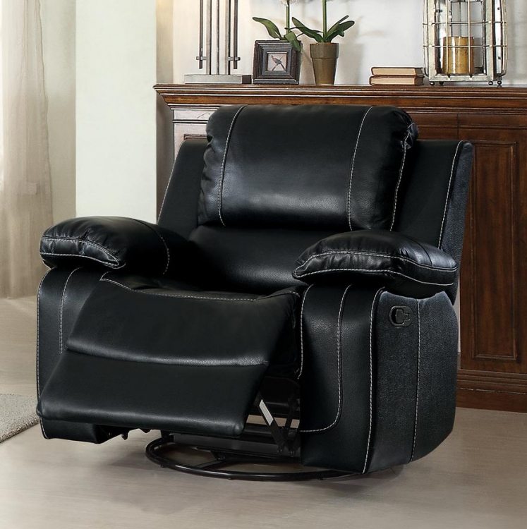 Oriole Swivel Glider Reclining Chair - Faux Leather - Black