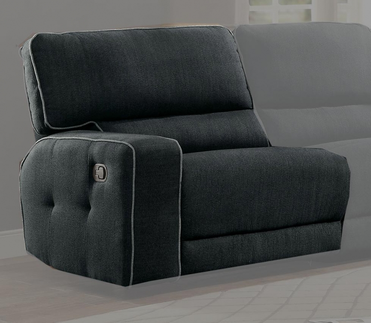 Keamey Left Side Reclining Chair - Polyester - Dark Grey