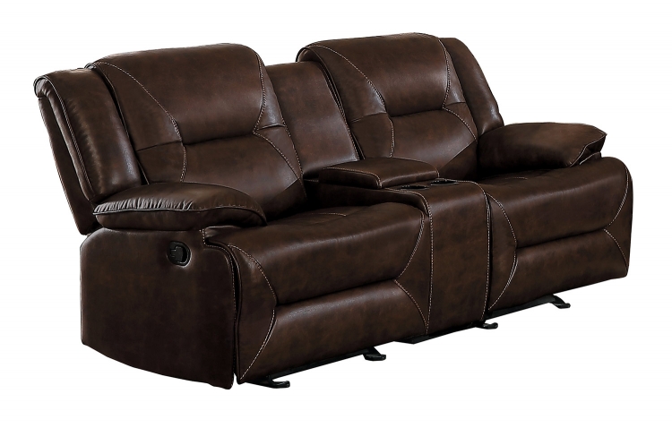 Okello Double Glider Reclining Love Seat with Console - Brown AireHyde Match