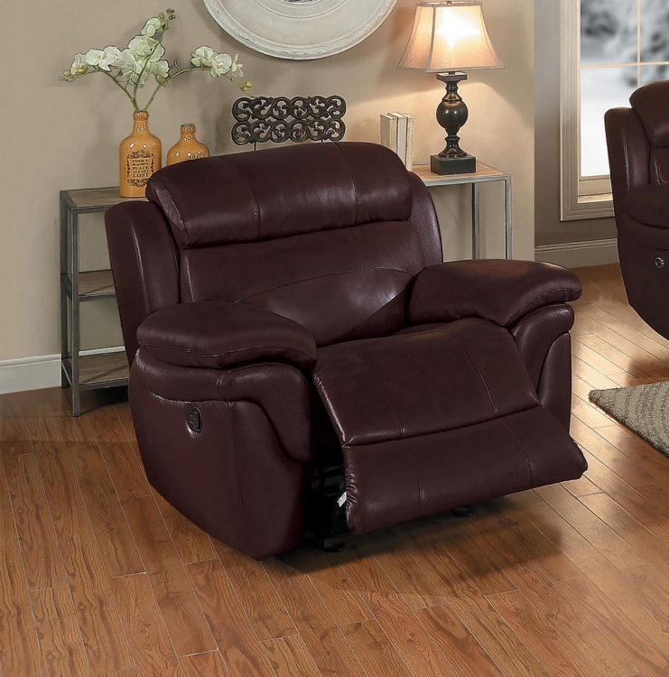 Spruce Glider Reclining Chair - Brown Top Grain Leather Match