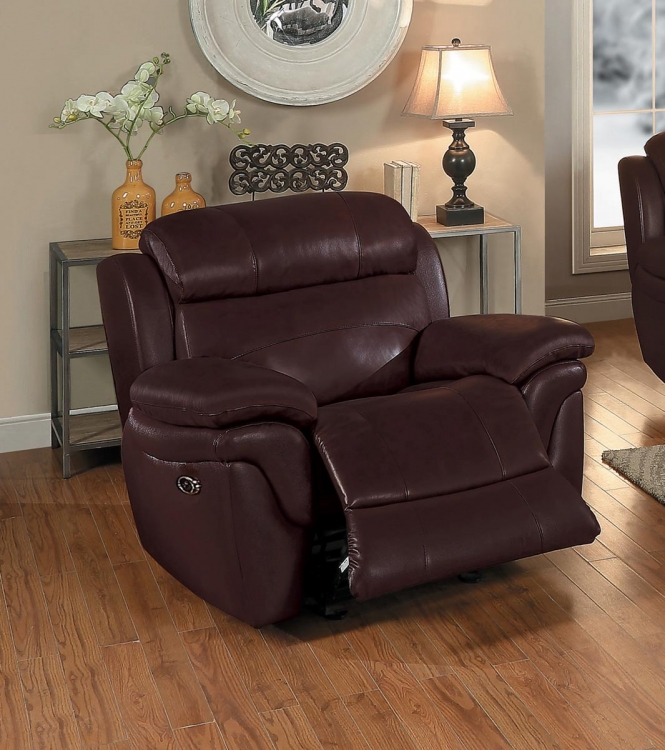Spruce Power Reclining Chair - Brown Top Grain Leather Match