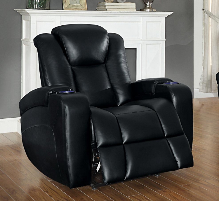 Madoc Power Reclining Chair - Leather Gel Match - Black