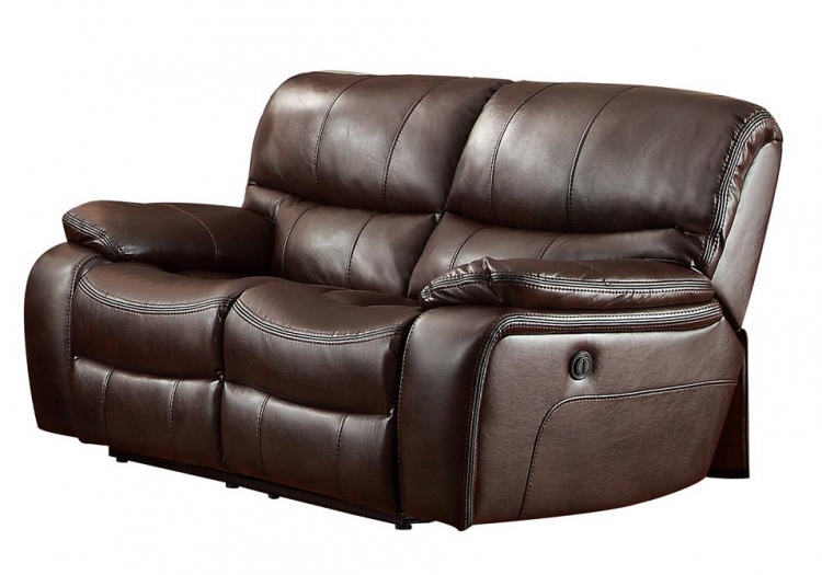 Pecos Power Double Reclining Love Seat - Leather Gel Match - Dark Brown