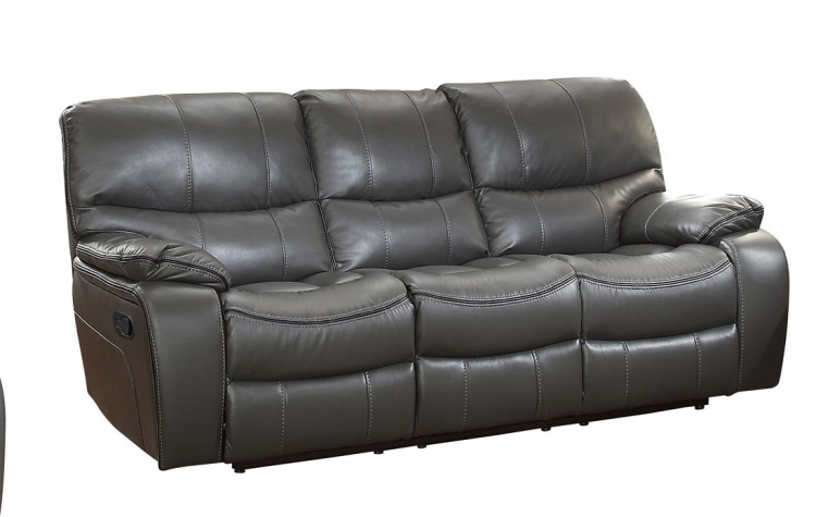 Pecos Double Reclining Sofa - Leather Gel Match - Grey