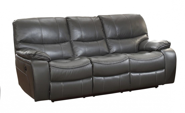 Pecos Power Double Reclining Sofa - Leather Gel Match - Grey