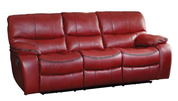 Pecos Double Reclining Sofa - Leather Gel Match - Red