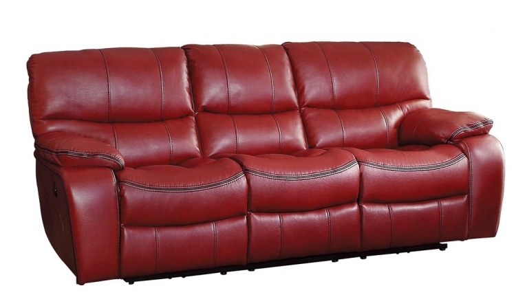 Pecos Power Double Reclining Sofa - Leather Gel Match - Red