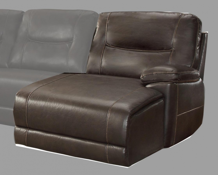Columbus Right Side Chaise, Push Back Recliner - Breathable Faux Leather - Dark Brown