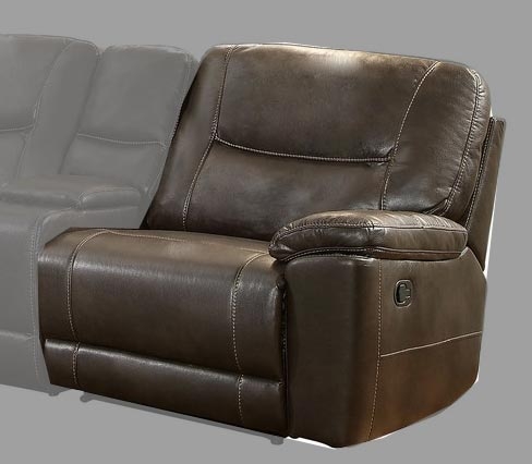 Columbus Right Side Reclining Chair - Breathable Faux Leather - Dark Brown