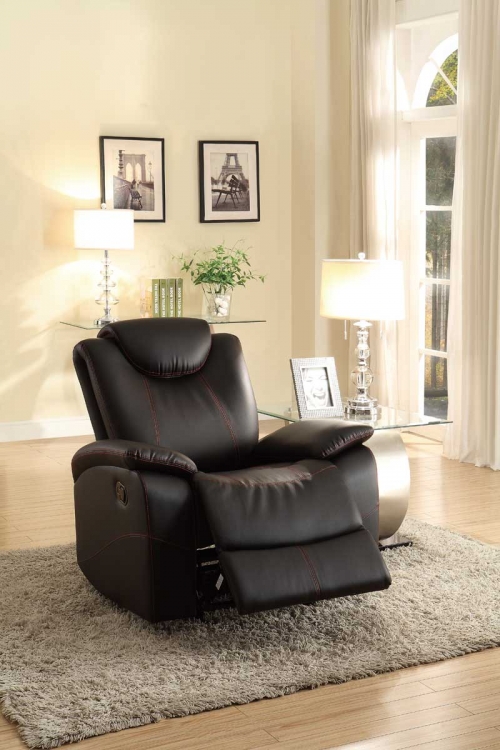 Talbot Glider Reclining Chair - Black Bonded Leather