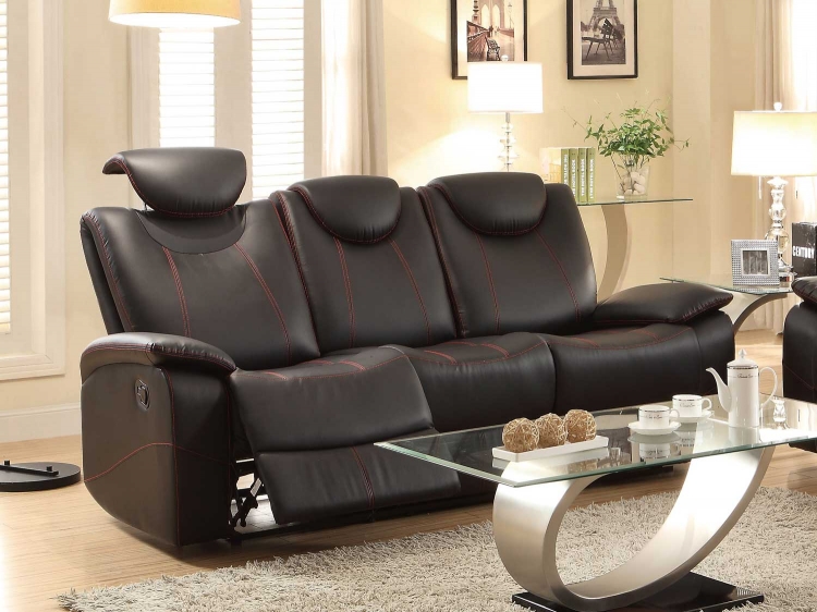 Talbot Double Reclining Sofa - Black Bonded Leather