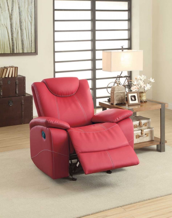 Talbot Glider Reclining Chair - Red Bonded Leather