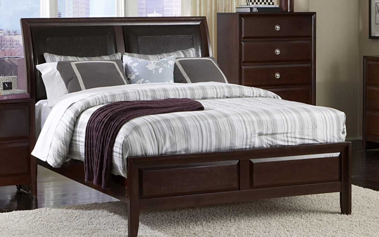 Bridgeland Panel Bed in Dark Brown Leatherette