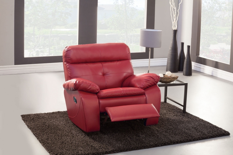 Wallace Glider Reclining Chair - Red Bonded Leather Match