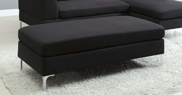 Zola Ottoman - Black - Linen-Like Fabric