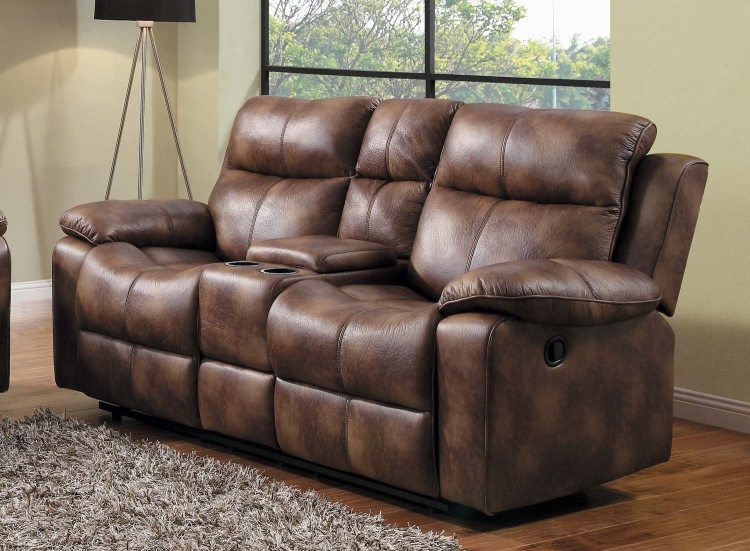 Brooklyn Heights Double Reclining Love Seat with Center Consol - Polished Microfiber