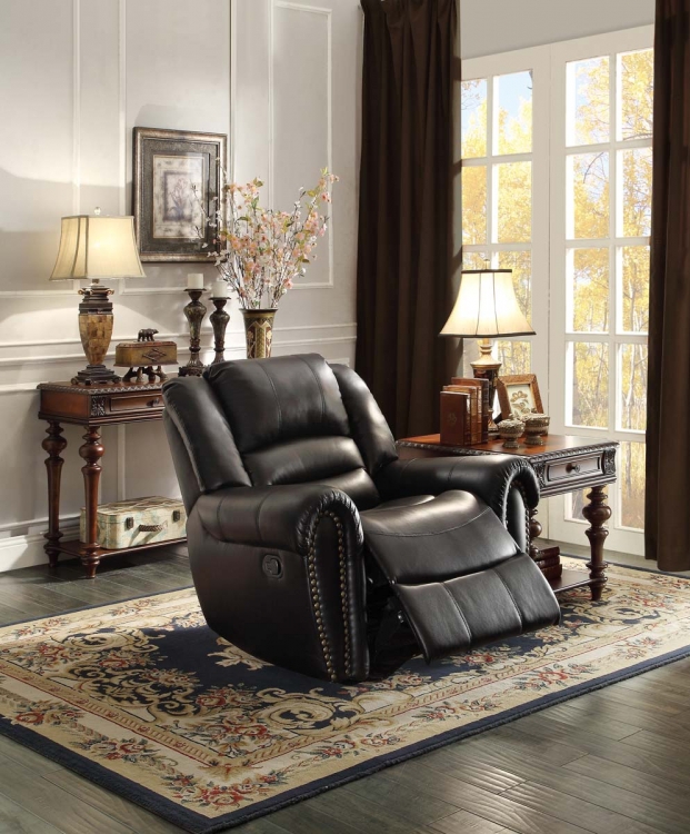 Center Hill Glider Reclining Chair - Black Bonded Leather Match