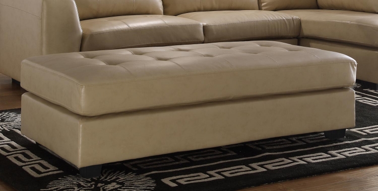 Springer Ottoman - Taupe - Bonded Leather Match