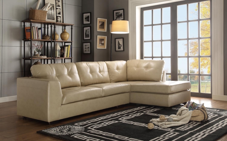 Springer Sectional Sofa - Taupe - Bonded Leather Match