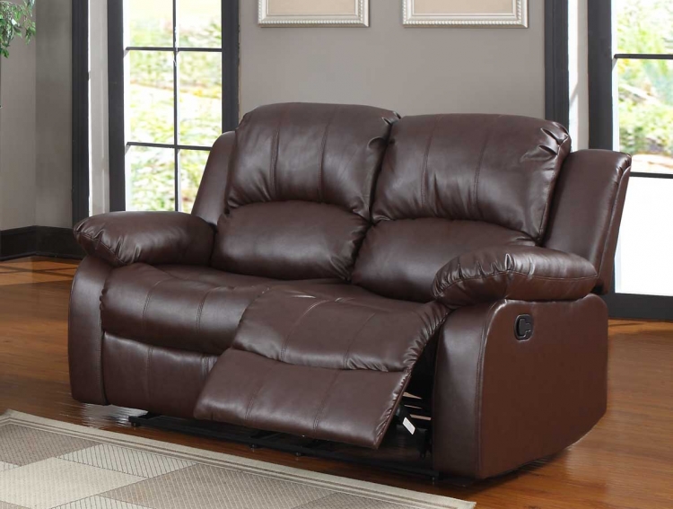 Cranley Double Reclining Love Seat - Brown Bonded Leather