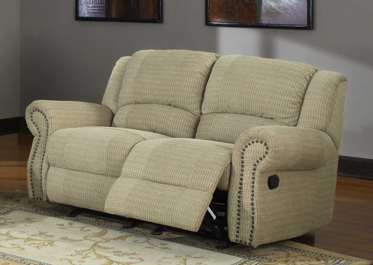 Quinn Double Glider Reclining Love Seat - Olive Beige Chenille