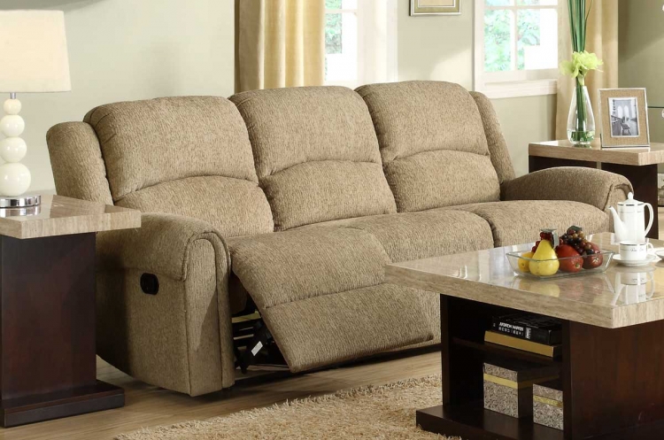 Esther Double Reclining Sofa - Beige Chenille