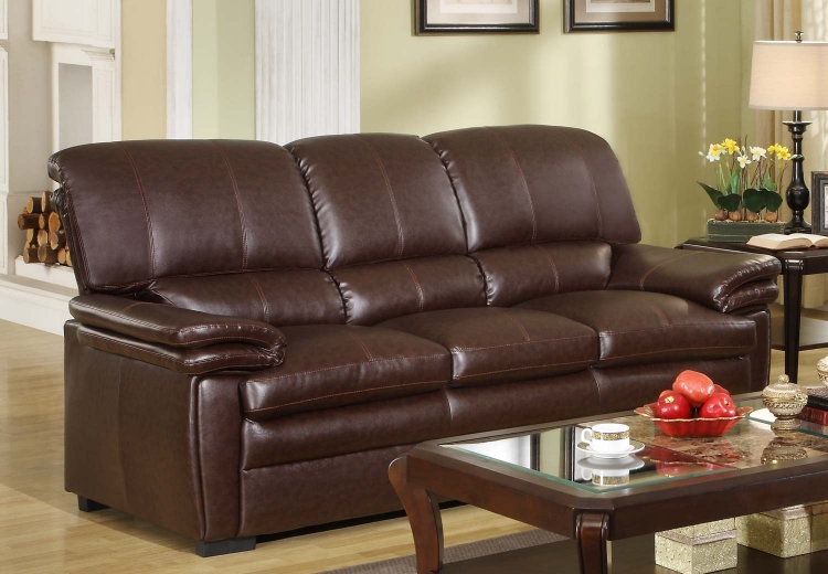 Constance Sofa - Brown - Bonded Leather Match