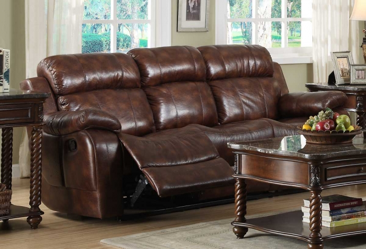 Marille Double Reclining Sofa with Center Drop-Down Cup Holders - Polished Microfiber