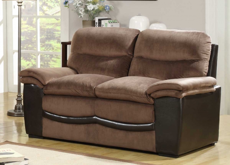 Bernard Love Seat - Dark Brown Velvet and Bi-Cast