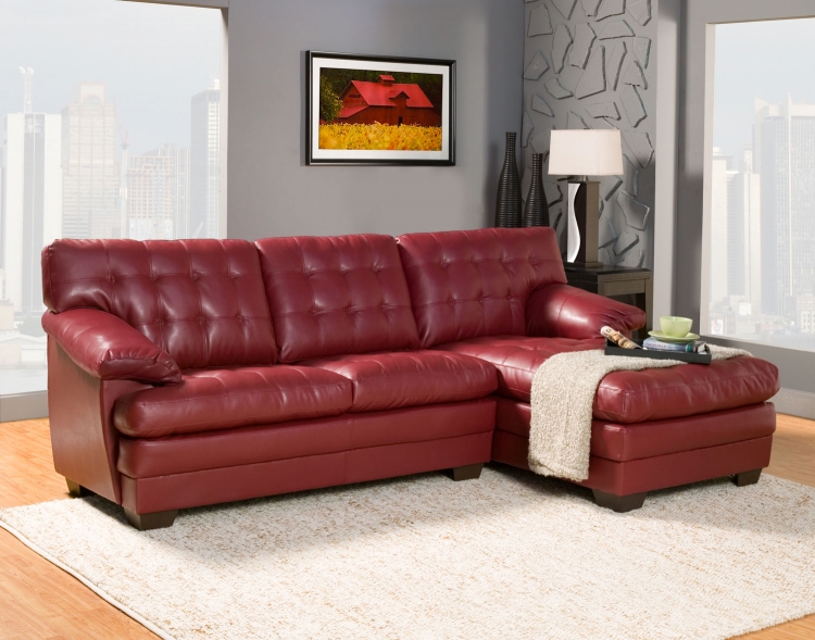 Brooks Sectional Sofa - Red - Bonded Leather