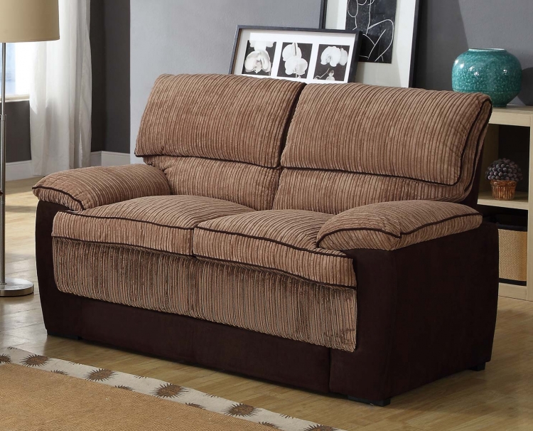 McCollum Love Seat - Brown - Corduroy and Microfiber